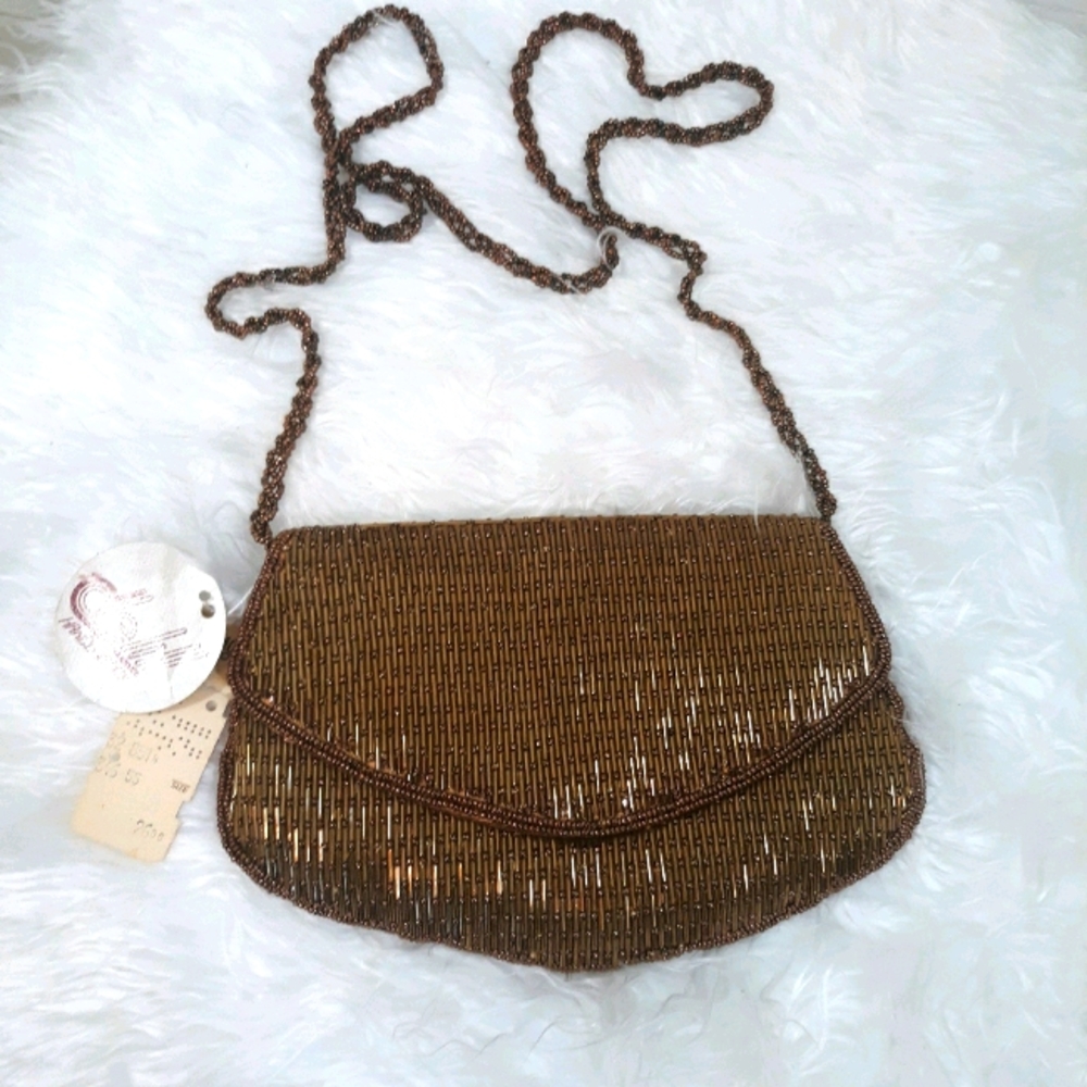 RARE Delill vtg copper beaded evening bag *P3 NWT